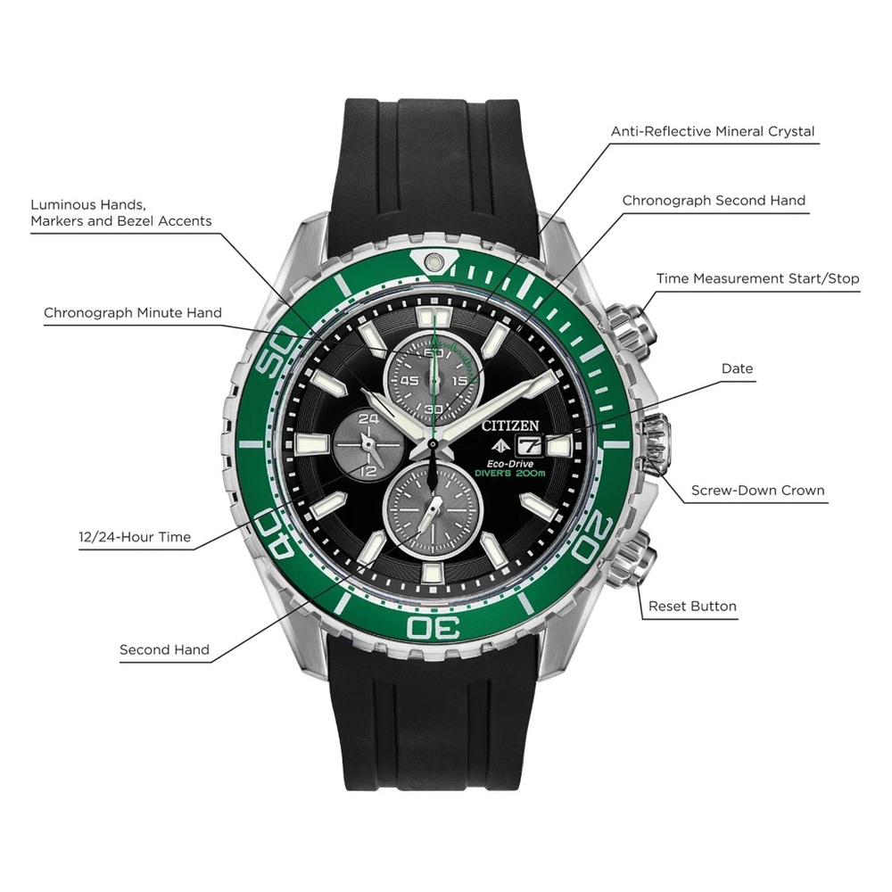 Citizen Eco-Drive Promaster 200M Dive Rubber Strap Mens Watch CA0715-03E - Picture 5 of 7